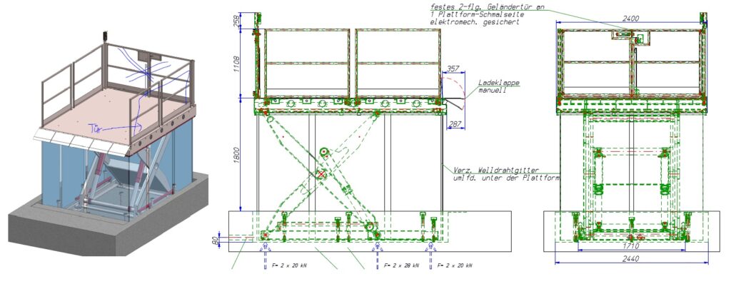 Werkszeichnung Schwerlast Hydrolift